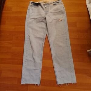 Levi’s Wedgie Jeans 28x28 Light Indigo Ripped Waist Raw Hem 100% Cotton Denim